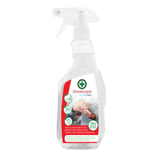 Oxyclean 70% alcohol ontsmetting voor handen & huid 500 ml met spray